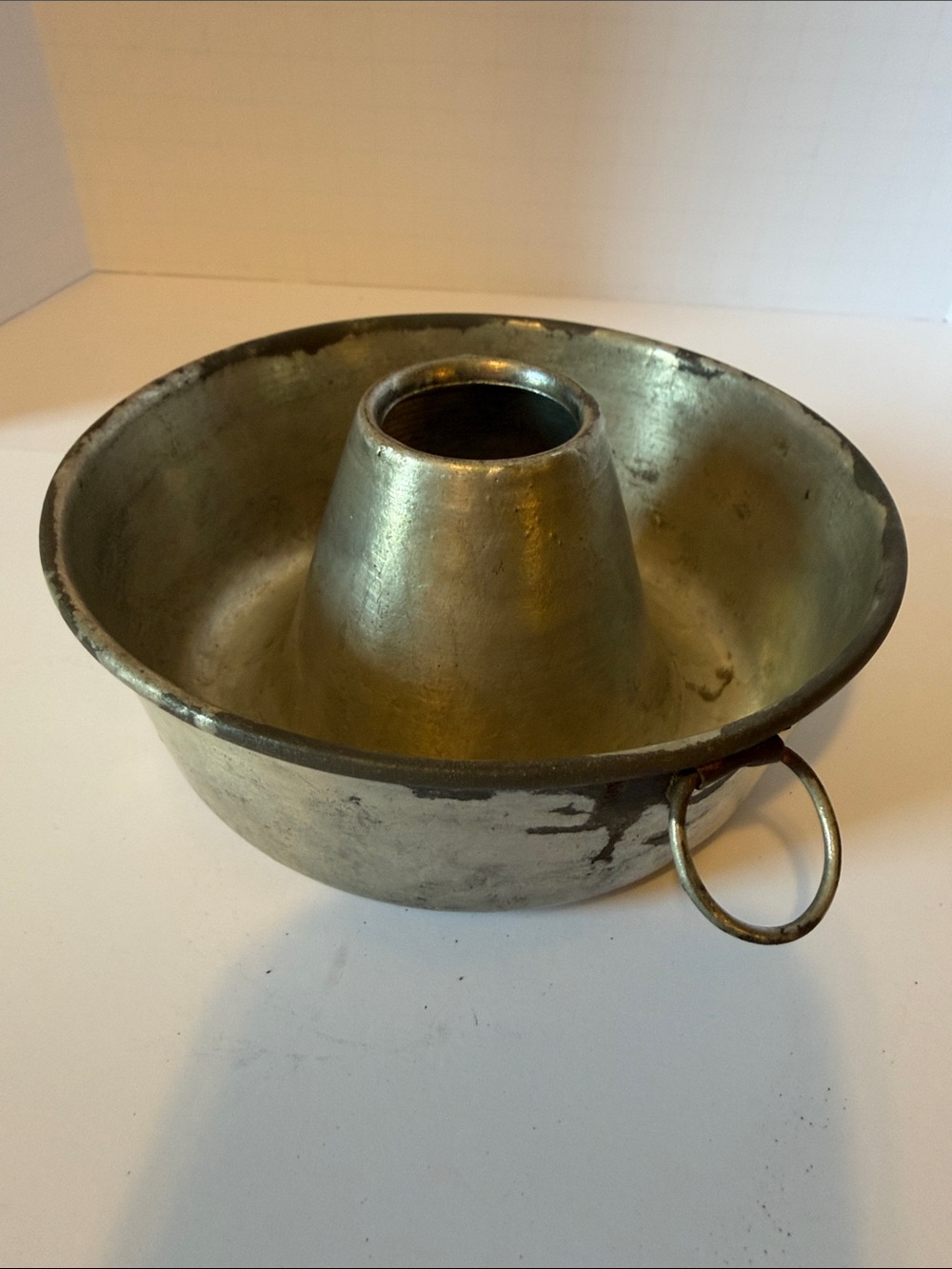 Vintage Aluminum Savarin Ring Mold & Cake Pan With Hanging Loop Rustic Farmhouse